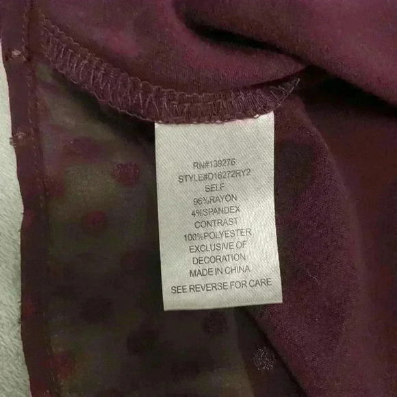 DANIEL RAINN Women M Maroon Layered Cutout Embroidered Scoop Neck-Tie Blouse Top - Picture 5 of 8